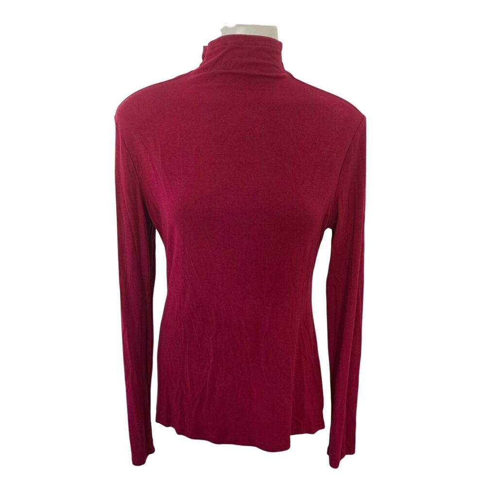 APRLL Pink Mock Neck Long Sleeve Top Womens Sz Large Preppy Basic